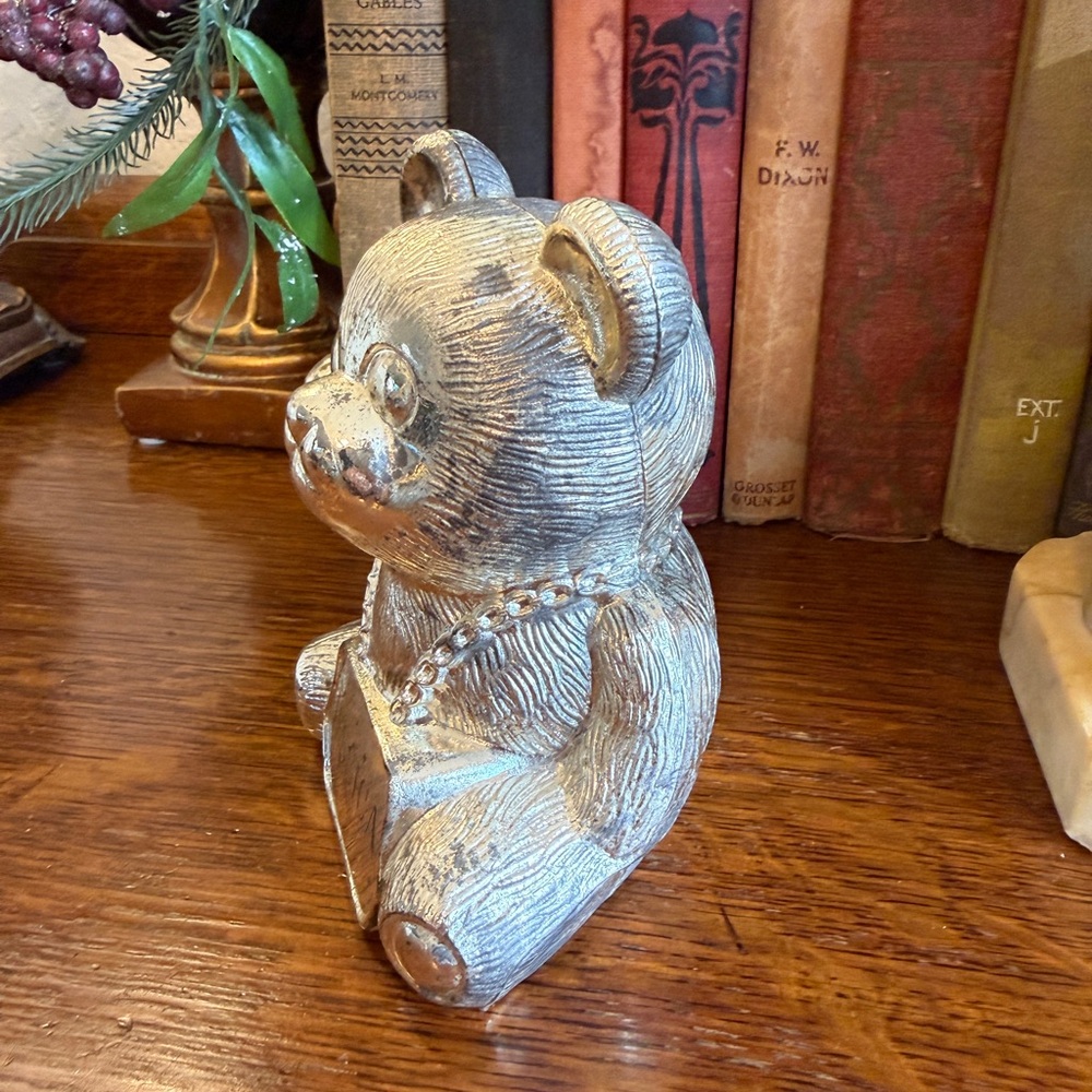 Vintage Silver Teddy Bear Bank - Picture 4 of 11